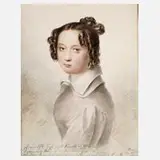 August Grahl, Portrait der Frau von Reinick, Aquarell und Bleistift auf glattem festen Papier