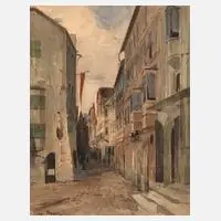 Edgar Meyer, Gasse in einer österreichischen Stadt, Aquarell über Graphit auf leichtem Karton