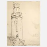 Caspar Scheuren, "Oberwesel", 1838, Bleistift auf Papier