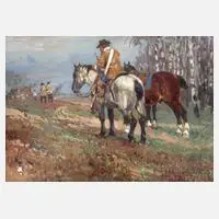 Willy Brandes, Motiv aus dem Dreißigjährigen Krieg, Gouache auf Papier