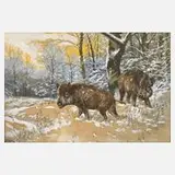 Eduard Heller, Wildschweine im Winterwald, 1903