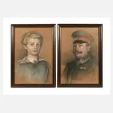 Bernhard Liebig, Paar Portraits, 1917, Kohle und Pastell auf bräunlichem Karton