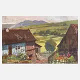 Pedro Ernst Schmiegelow, "Sparbrod in der Rhön", Gouache auf festem Karton
