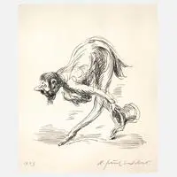 A. Paul Weber, Sich verbeugender Herr, 1973, Tuschefeder auf Papier
