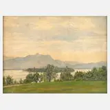 Ela Werner, Blick auf die Fraueninsel, Aquarell auf leichtem Karton