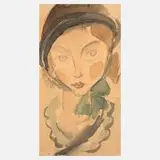 Dorothea Maetzel-Johannsen, Damenportrait, Aquarell über Graphit