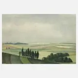 Max Radler, Landschaft bei Zeulenroda, 1932, Aquarell auf leichtem Karton