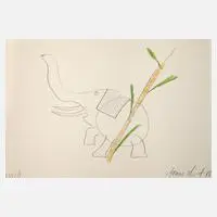 Tomas Schmit, Elefant und Baum, Zeichnung
