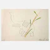 Tomas Schmit, Elefant und Baum, Zeichnung