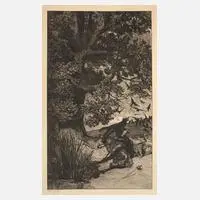 Max Klinger, "Gefallener Reiter", Radierung auf gewalztem Chinapapier