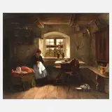 Walter Meyer-Lüben, Anrührende Stubenszene, Öl auf Leinwand