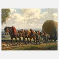 Paul Ehrenberg, "Vogtländisches Botenfuhrwerk ...", Öl auf strukturiertem Papier und Sperrholzplatte