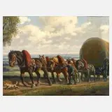 Paul Ehrenberg, "Vogtländisches Botenfuhrwerk ...", Öl auf strukturiertem Papier und Sperrholzplatte