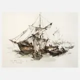 Manfred Feiler, "Vor Venedig", Aquarell