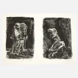 Bernhard Heisig, zwei Blätter aus dem Zyklus "Krieg", Lithographien auf leichtem Karton