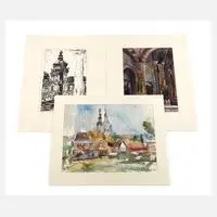 Elfriede Mäckel, Architekturdarstellungen, Aquarelle
