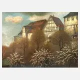 Hermann Rudorf, "Frühlingsmorgen an der Rähme", Öl auf Malkarton