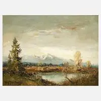 Adolf Schuhknecht, See im Alpenvorland, Öl auf Malkarton