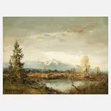 Adolf Schuhknecht, See im Alpenvorland, Öl auf Malkarton