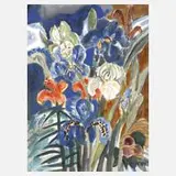 Carl-Heinz Westenburger, "Iris und Feuerlilie", Aquarell auf leichtem Karton