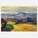 Fredo Bley, "Landschaft bei Strazhitsa", 1929, Öl auf Leinen auf Karton kaschiert