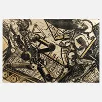 Rolf Kuhrt, "Paar", Farbholzschnitt auf Papier