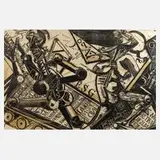 Rolf Kuhrt, "Paar", Farbholzschnitt auf Papier