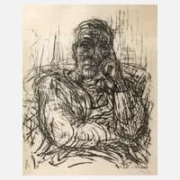 Max Uhlig, "Frauenbildnis mit aufgestützter Hand", Lithographie