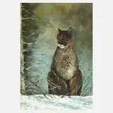 Manfred Leibl, Raubkatze im Schnee, 1981, Öl auf Leinwand und Platte