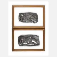 Delagneau, Paar Reliefs, Bronze