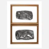 Delagneau, Paar Reliefs, Bronze