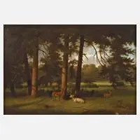 Walter J. Phillips, "Ruhendes Rotwild", Öl auf Leinwand