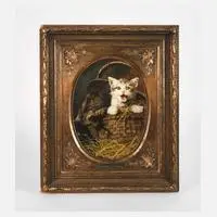 Hans W. Schmidt, Katzen im Körbchen, Öl auf Malkarton