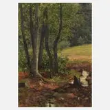 Max Asperger, Bach am Waldesrand, 1913, Öl auf Malkarton