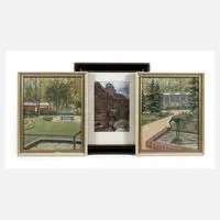 Drei Ölgemälde by Ferdinand Barth, 1969, Öl auf Hartfaserplatte und Deckfarben auf Papier, sold Mar 2025