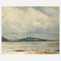 Jean Roch Collon, Hendaye am Atlantik, Öl auf Malkarton