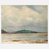 Jean Roch Collon, Hendaye am Atlantik, Öl auf Malkarton