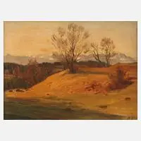 Theodor Grätz, Abendstimmung, Öl auf Leinwand und auf Hartfaserplatte kaschiert