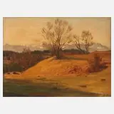 Theodor Grätz, Abendstimmung, Öl auf Leinwand und auf Hartfaserplatte kaschiert