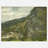 Rudolf W. Groeschel, "Schlossberg Mörnsheim", Bleistiftvorzeichnung und malte mit kräftigen
