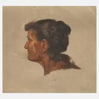 Portraitstudie einer Südländerin by Joris van der Haagen, Öl auf Leinwand, sold Mar 2025