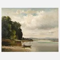 Fritz Halberg-Krauss, Fischer am Chiemsee, 1938, Öl auf Karton