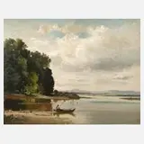 Fritz Halberg-Krauss, Fischer am Chiemsee, 1938, Öl auf Karton