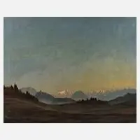 Christian Gotthard Hirsch, Schwarzwald Alpenblick, 1949, Öl auf Leinwand und Keilrahmen