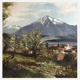 Hermann Huber, Sigriswil am Thunersee, Öl auf Leinwand