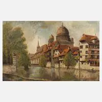 A. Köstel, Pegnitz mit Synagoge in Nürnberg, Öl auf Leinwand
