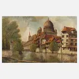 A. Köstel, Pegnitz mit Synagoge in Nürnberg, Öl auf Leinwand