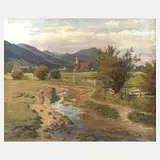 Otto Kubel, Anger in Berchtesgaden, Öl auf Leinwand