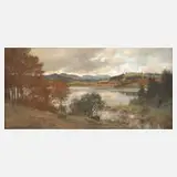 Erich Kubierschky, Herbstliche Seenlandschaft, 1906, Öl auf Malkarton