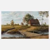 Herbert Lohse, Landschaft bei Worpswede, Öl auf Leinwand